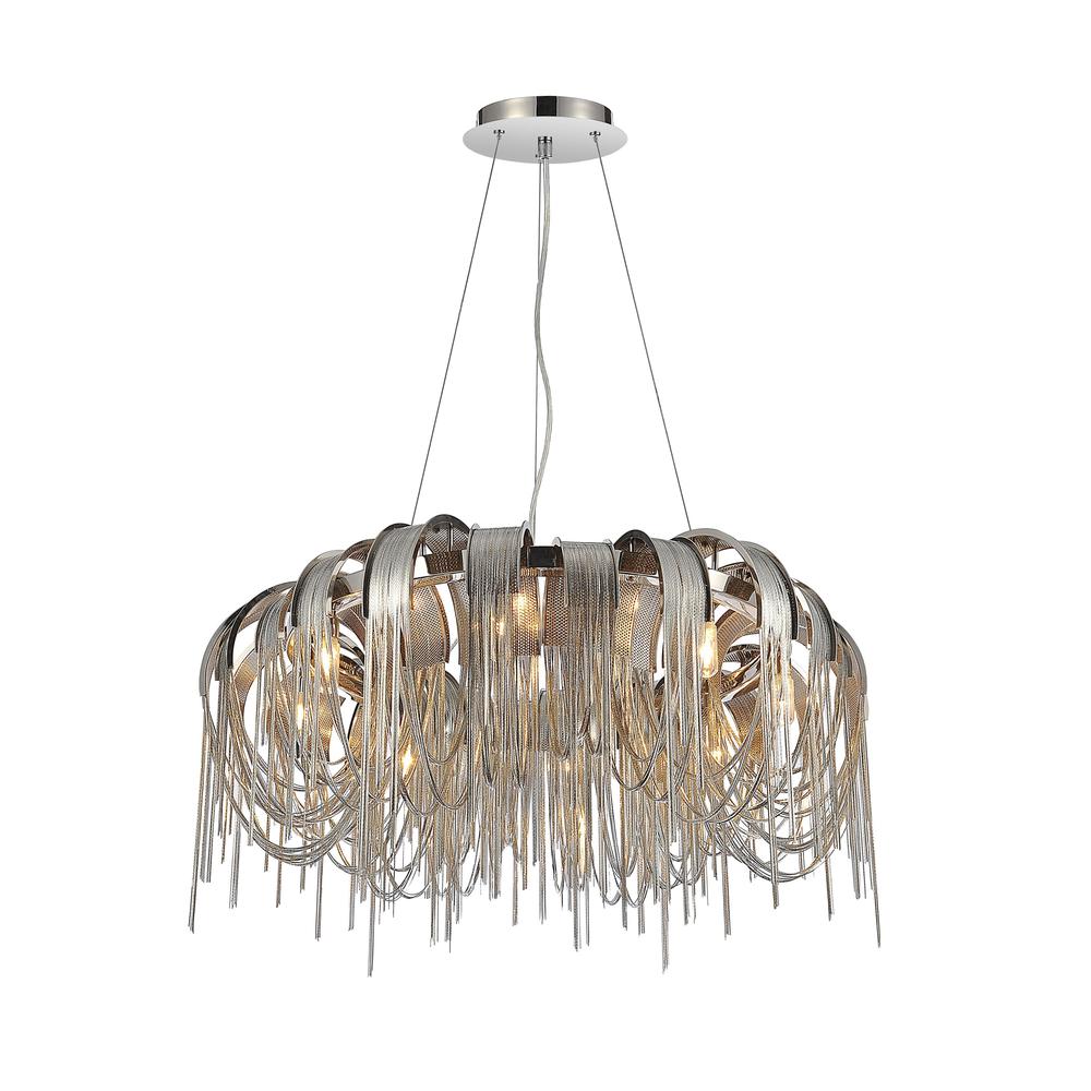 Shirley 8 Light Down Chandelier With Chrome Finish. Picture 1