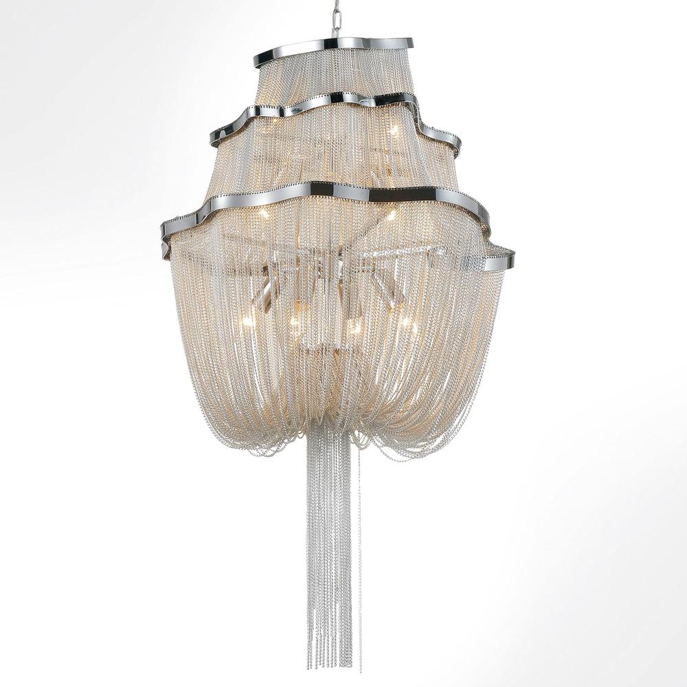 Secca 9 Light Down Chandelier With Chrome Finish. Picture 1