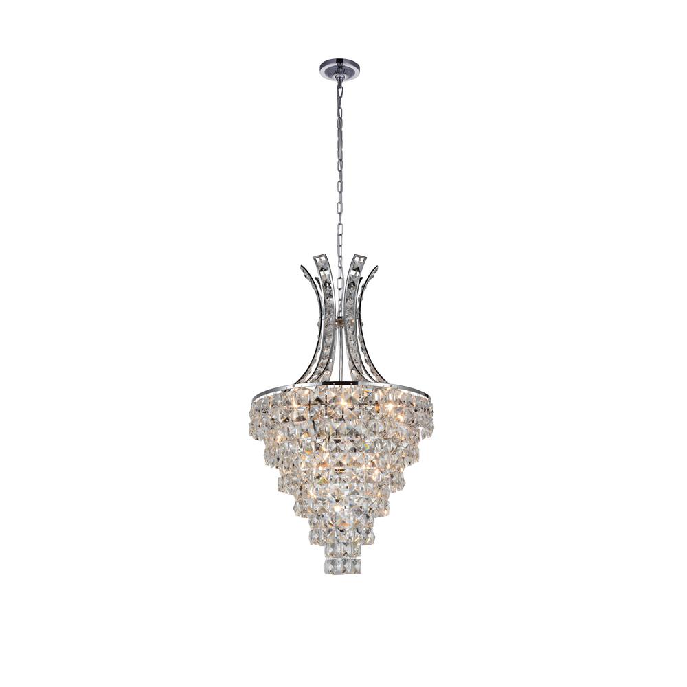 Chique 9 Light Chandelier With Chrome Finish. Picture 1