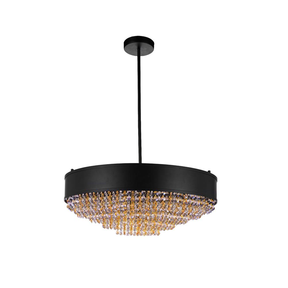 Medina 10 Light Drum Shade Chandelier With Black Finish. Picture 1