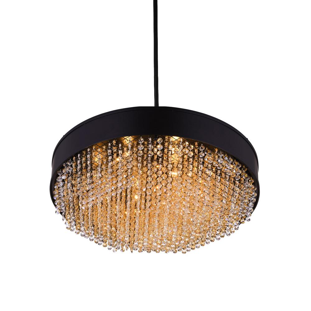 Medina 10 Light Drum Shade Chandelier With Black Finish. Picture 2