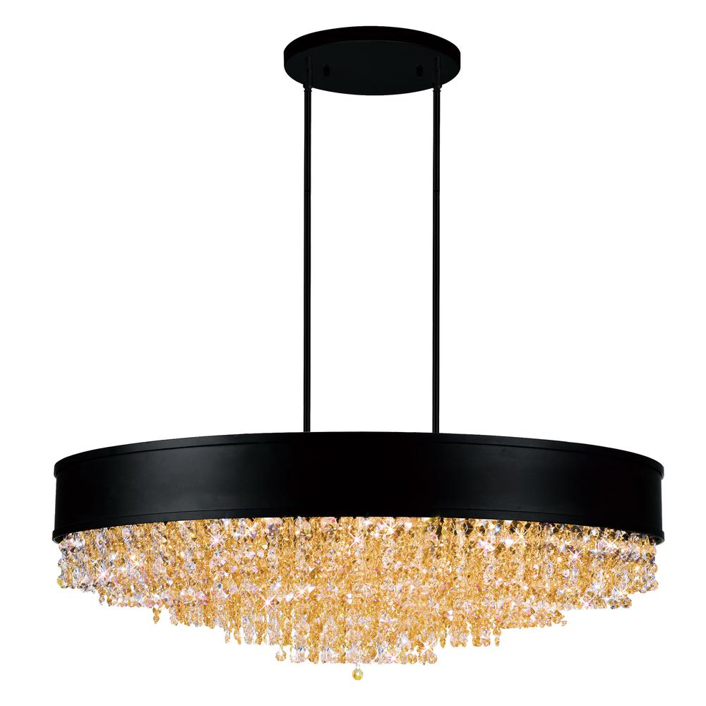 Medina 15 Light Drum Shade Chandelier With Black Finish. Picture 1