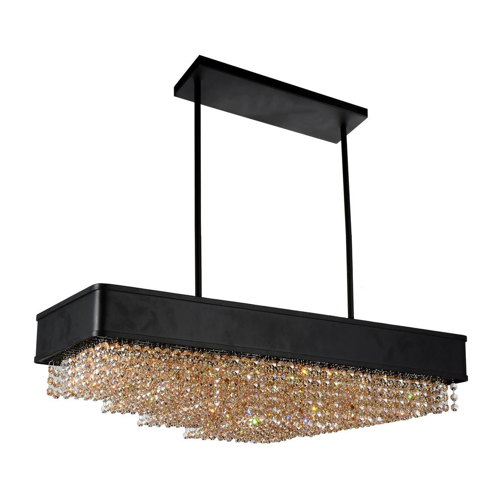 Medina 10 Light Drum Shade Chandelier With Black Finish. Picture 1