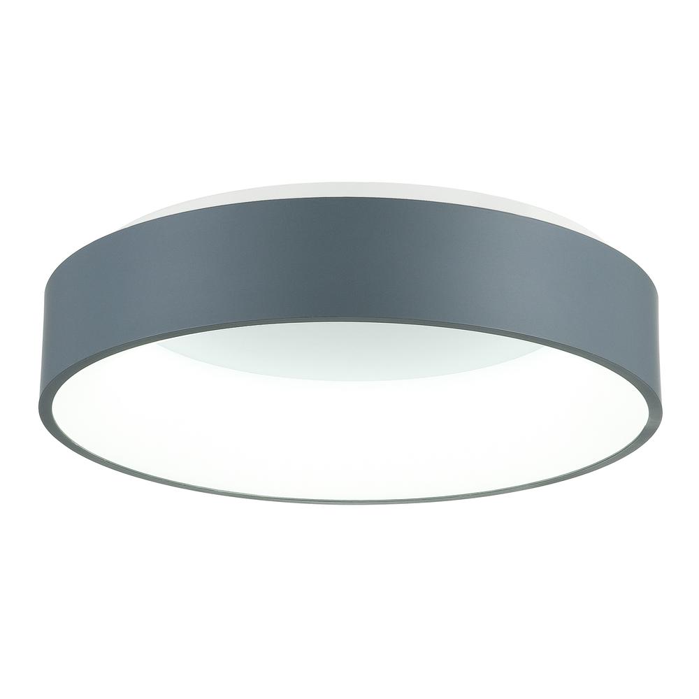 Arenal LED Drum Shade Flush Mount With Gray & White Finish. Picture 1