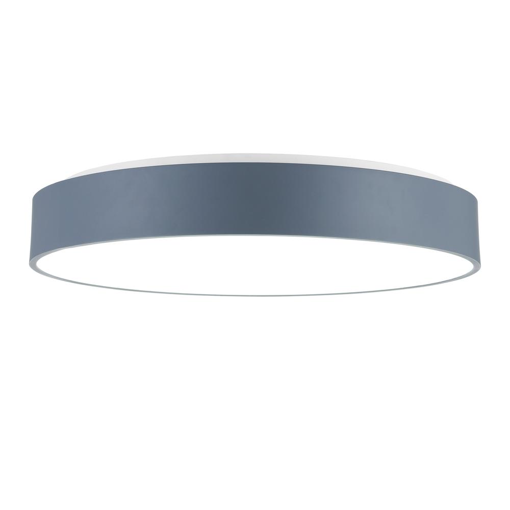 Arenal LED Drum Shade Flush Mount With Gray & White Finish. Picture 1