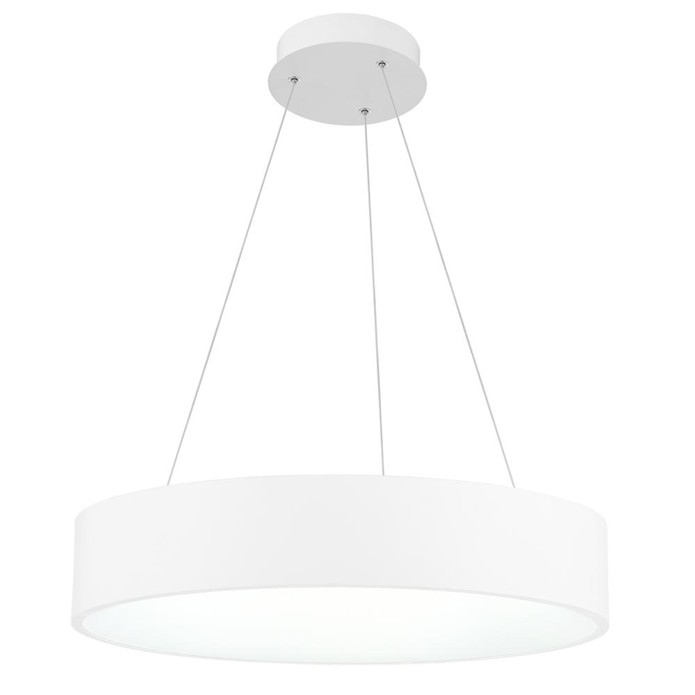 Arenal LED Drum Shade Pendant With White Finish. Picture 1