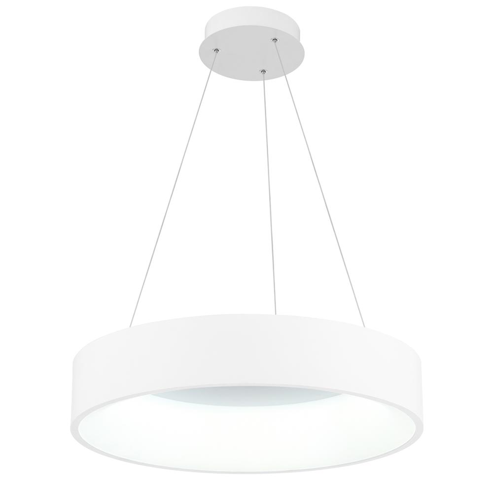 Arenal LED Drum Shade Pendant With White Finish. Picture 2