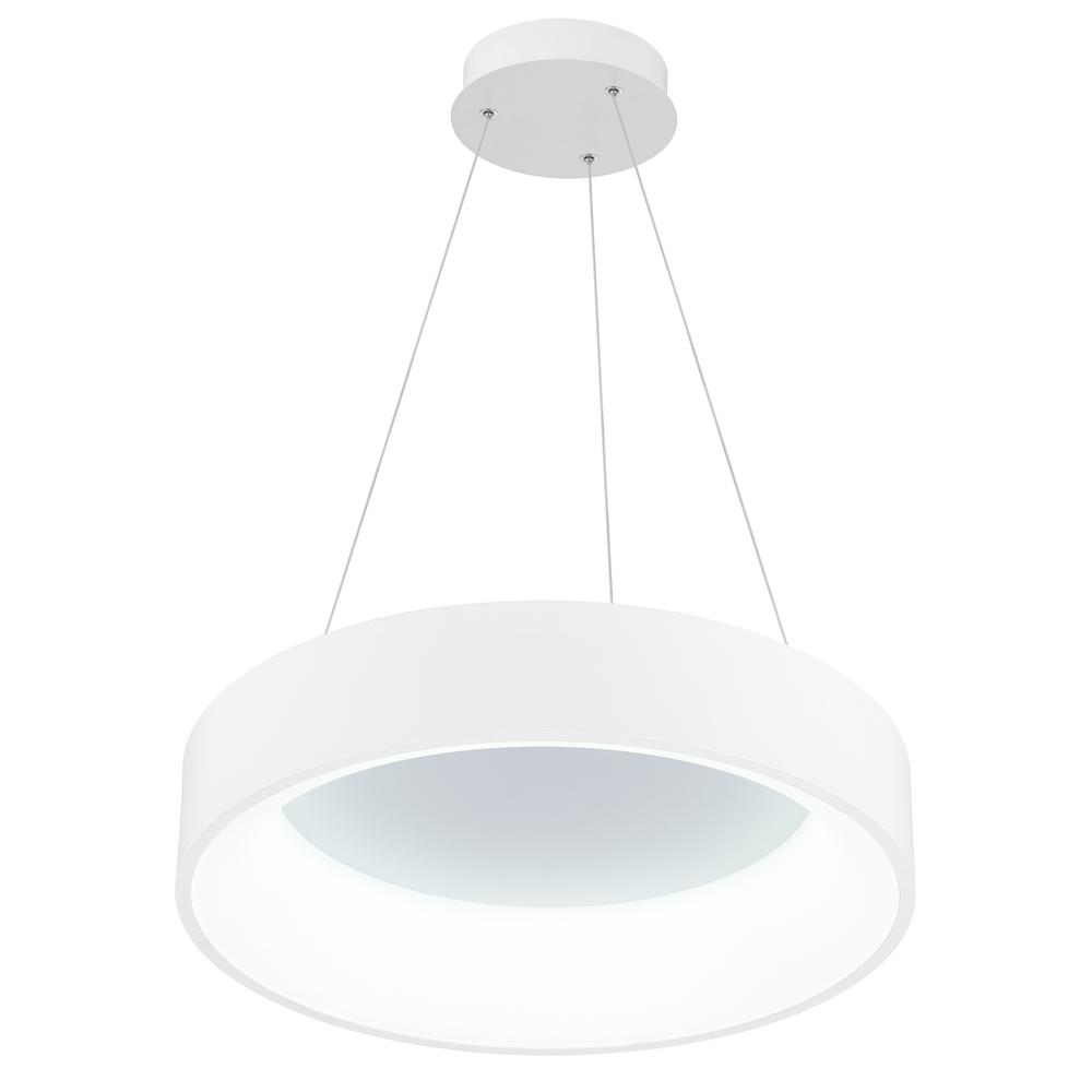 Arenal LED Drum Shade Pendant With White Finish. Picture 3