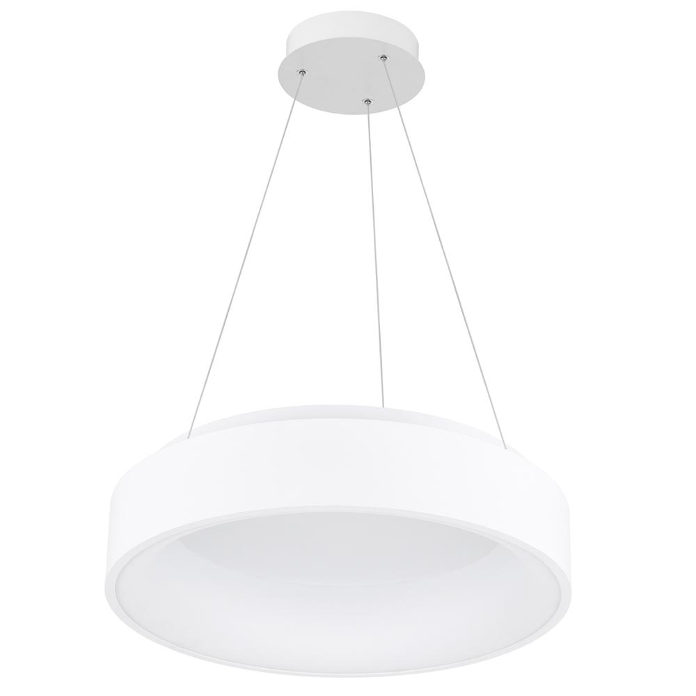 Arenal LED Drum Shade Pendant With White Finish. Picture 5