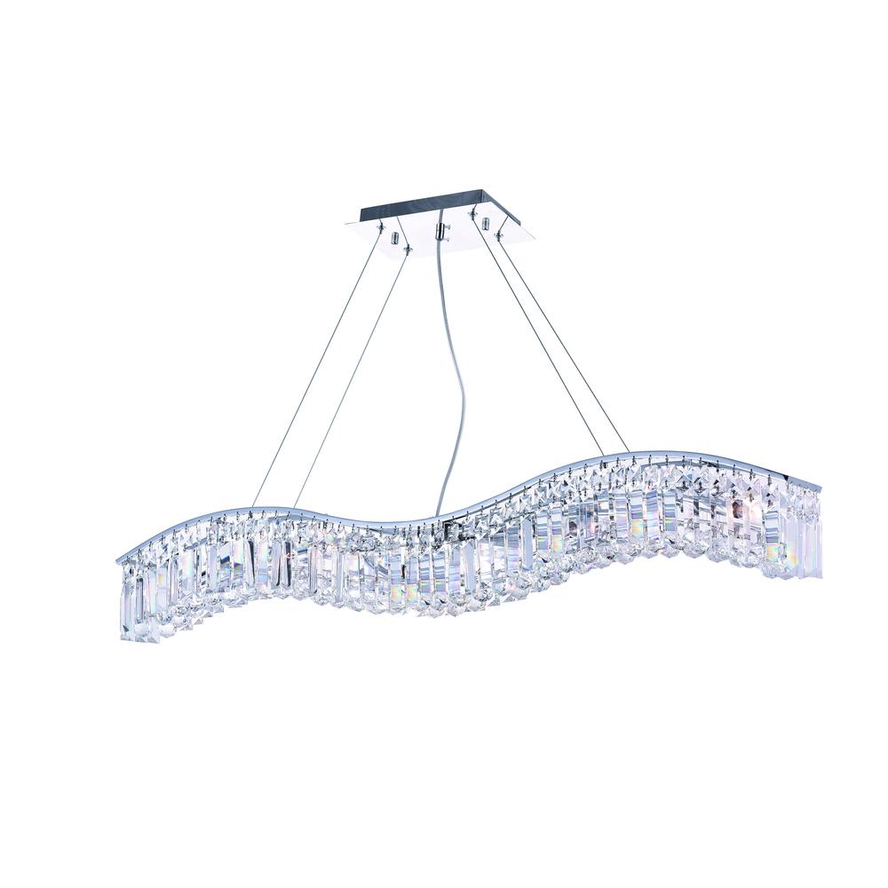Glamorous 7 Light Down Chandelier With Chrome Finish. Picture 1