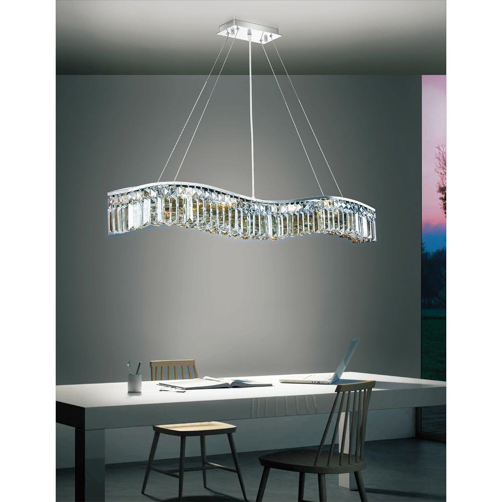 Glamorous 7 Light Down Chandelier With Chrome Finish. Picture 2