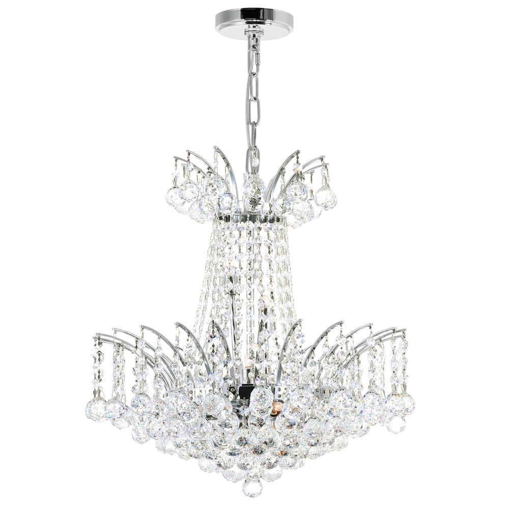 Posh 11 Light Down Chandelier With Chrome Finish. Picture 1