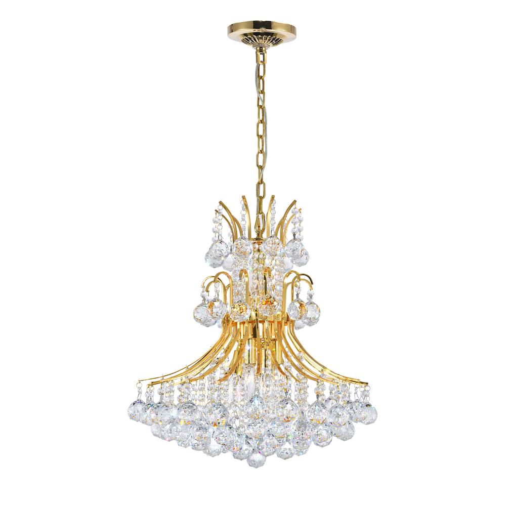 Princess 8 Light Down Chandelier With Gold Finish. Picture 1