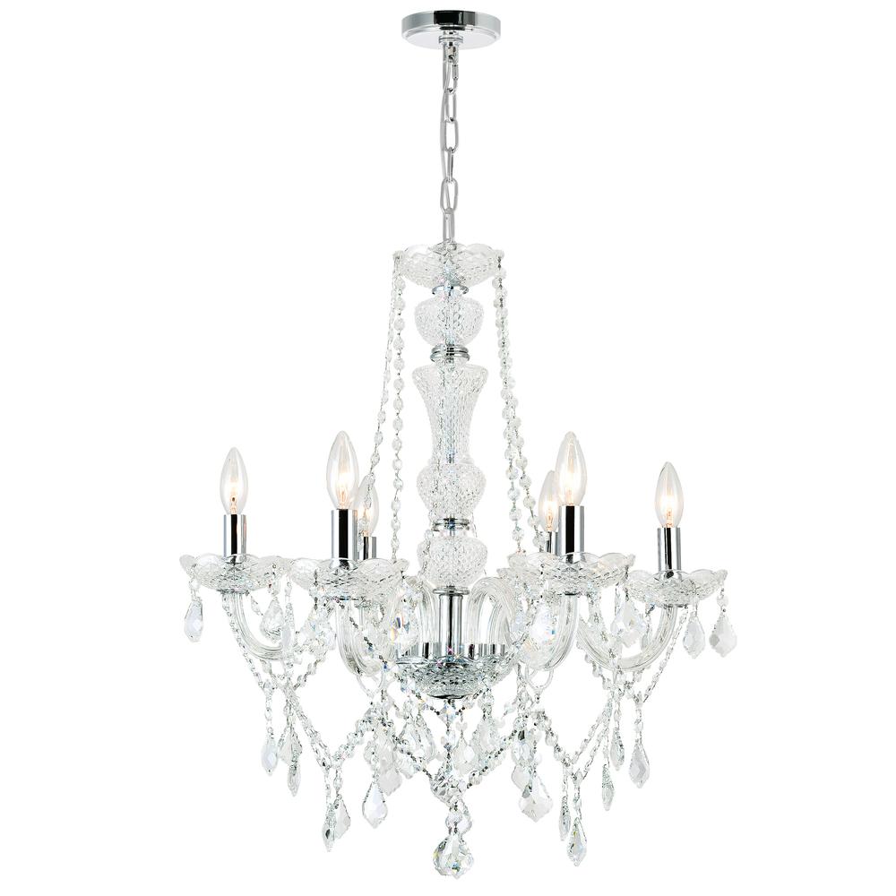 Princeton 6 Light Down Chandelier With Chrome Finish. Picture 1