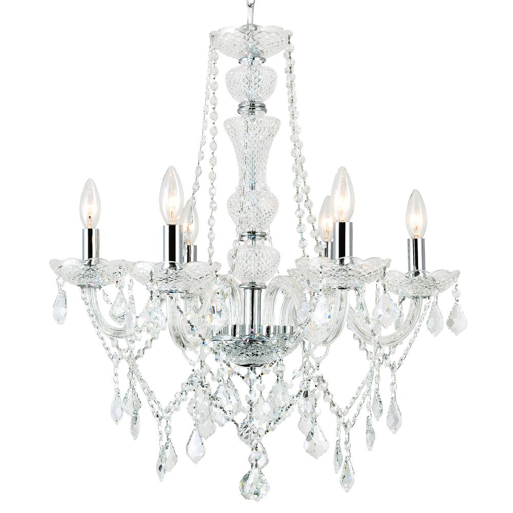 Princeton 6 Light Down Chandelier With Chrome Finish. Picture 2