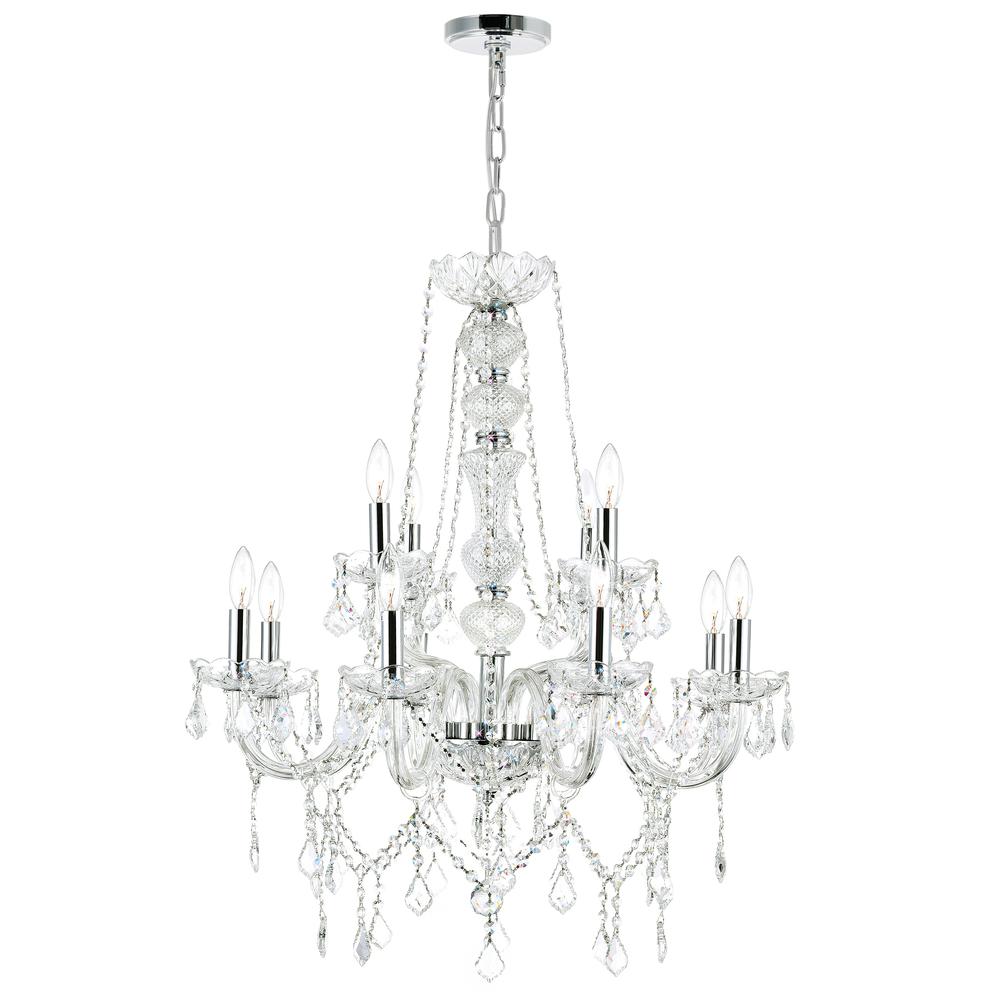 Princeton 12 Light Down Chandelier With Chrome Finish. Picture 1