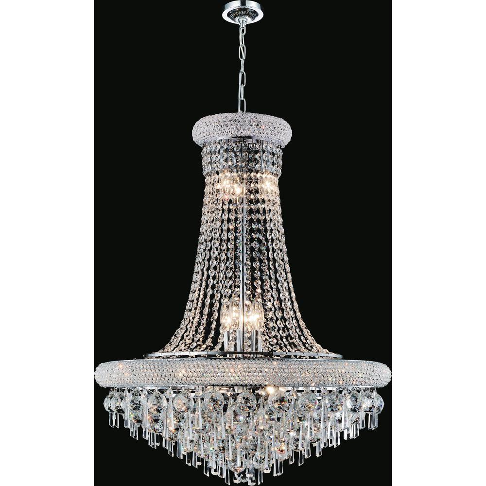 Kingdom 9 Light Down Chandelier With Chrome Finish. Picture 1