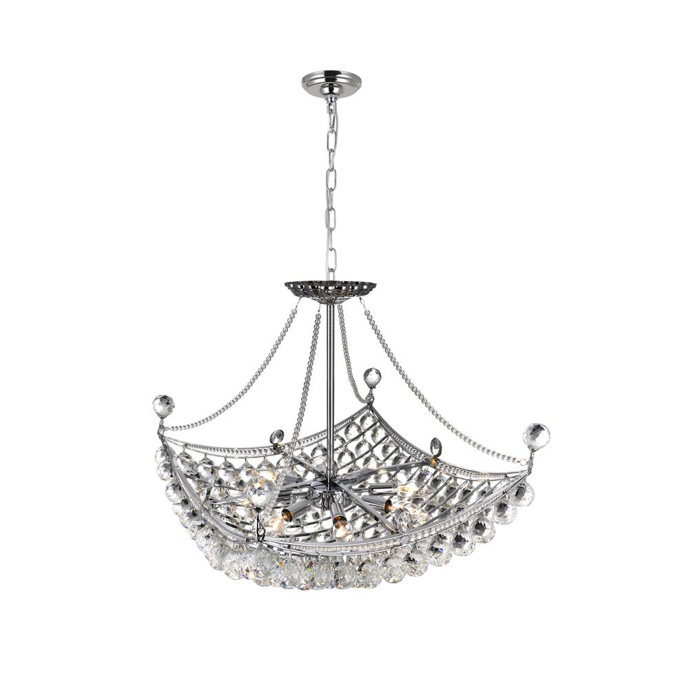 Jasmine 8 Light Down Chandelier With Chrome Finish. Picture 1