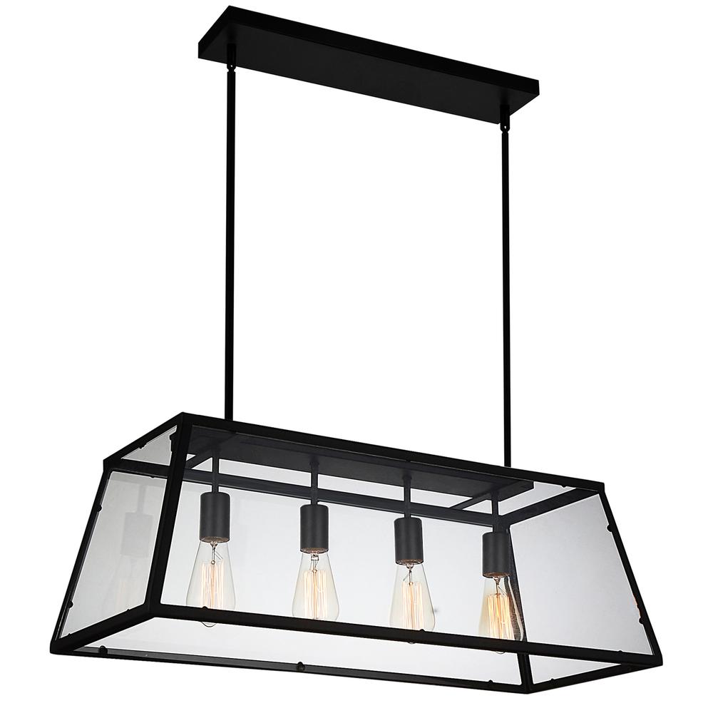 Alyson 4 Light Down Chandelier With Black Finish. Picture 1