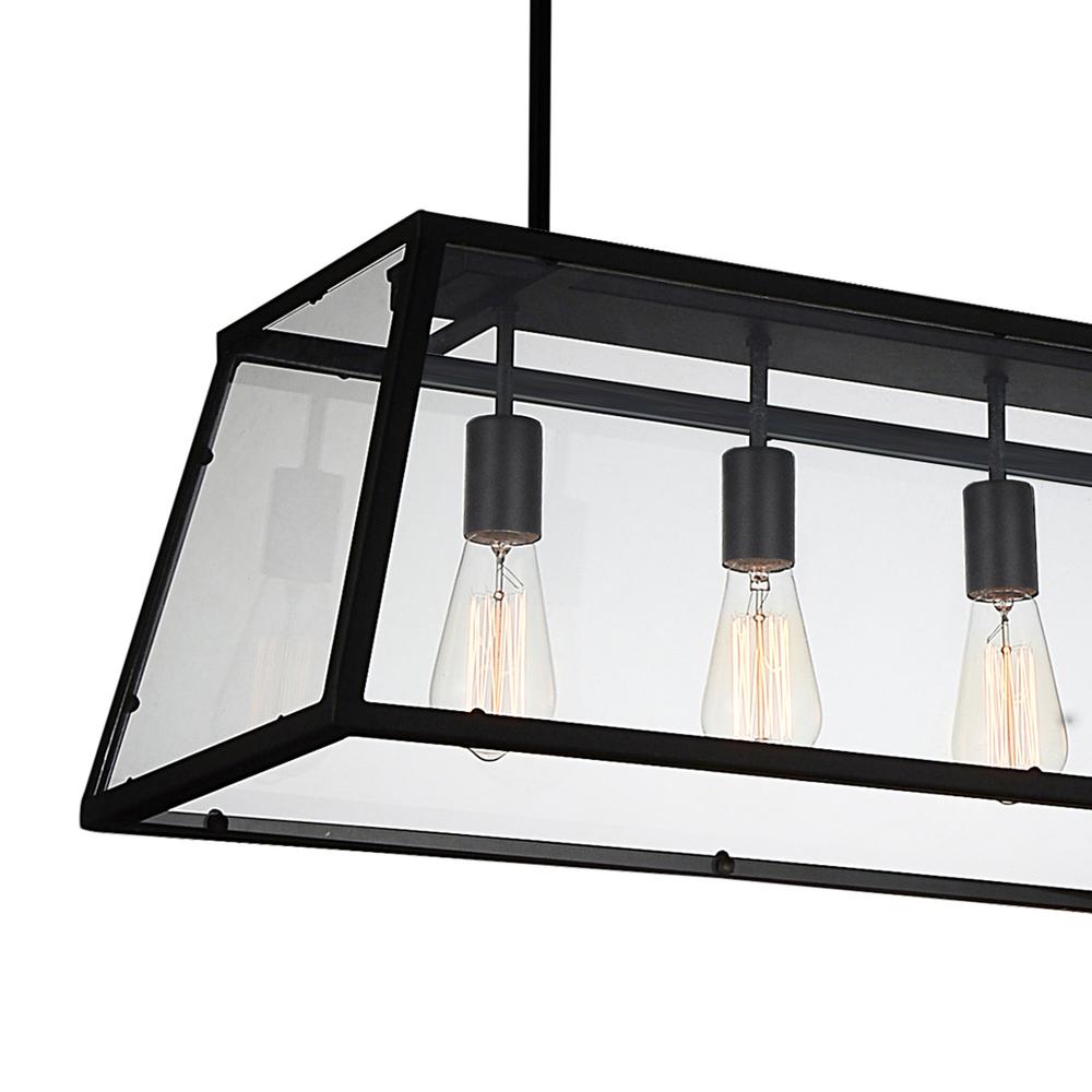 Alyson 4 Light Down Chandelier With Black Finish. Picture 4