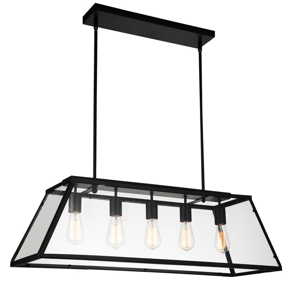 Alyson 5 Light Down Chandelier With Black Finish. Picture 1
