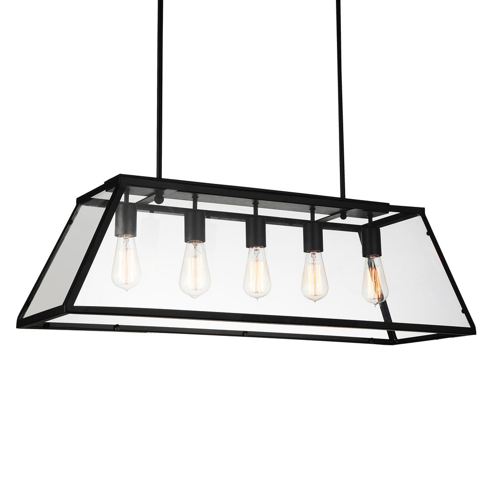 Alyson 5 Light Down Chandelier With Black Finish. Picture 2