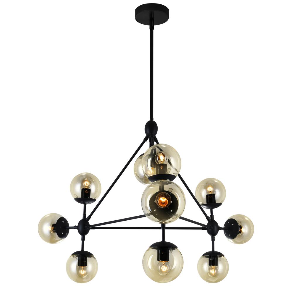 Glow 10 Light Chandelier With Black Finish. Picture 1