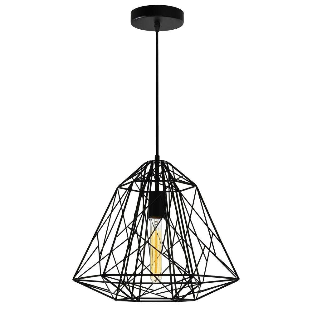 Bagheera 1 Light Down Pendant With Black Finish. Picture 1