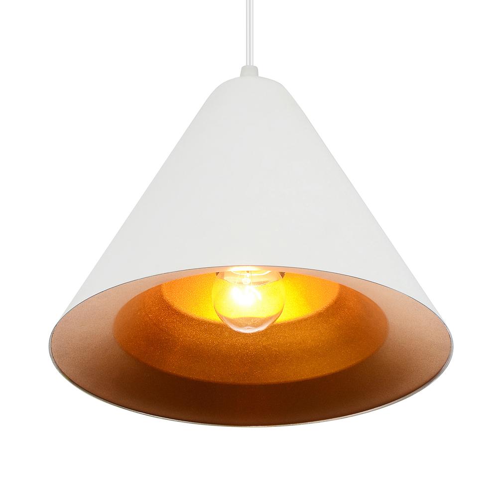 Keila 1 Light Down Pendant With Matte White & Gold Finish. Picture 2