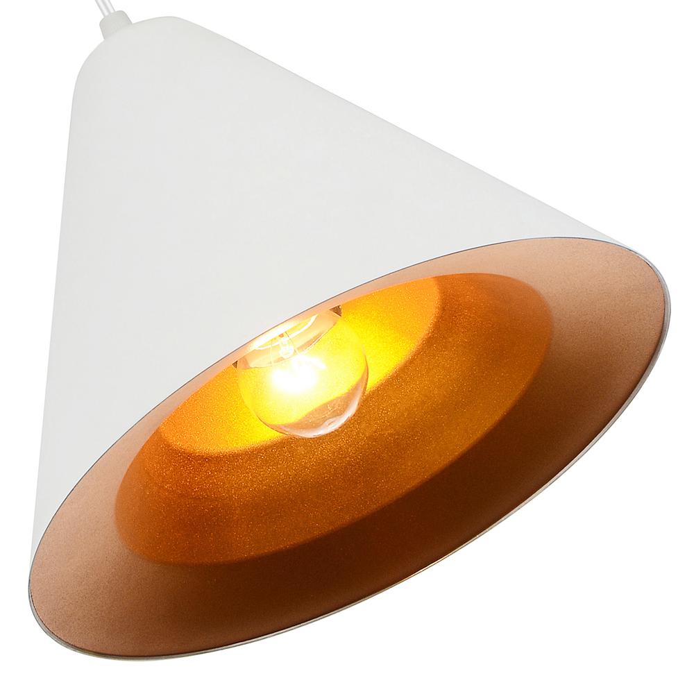 Keila 1 Light Down Pendant With Matte White & Gold Finish. Picture 4