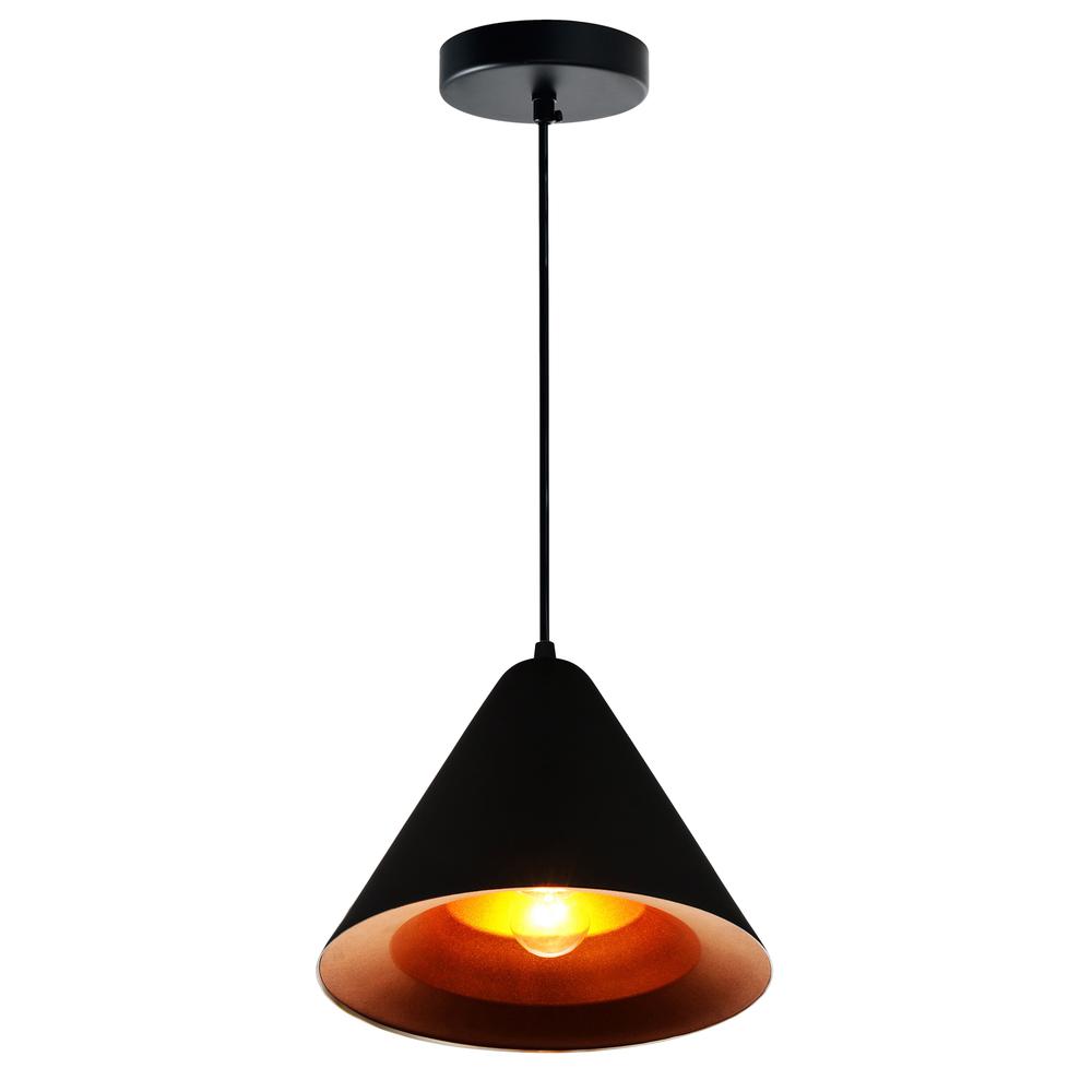 Keila 1 Light Down Pendant With Black & Gold Finish. Picture 1