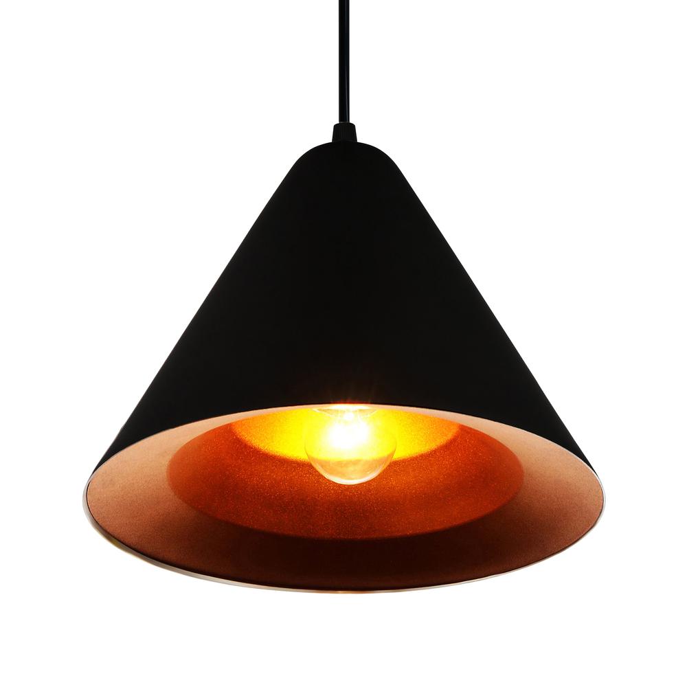 Keila 1 Light Down Pendant With Black & Gold Finish. Picture 2