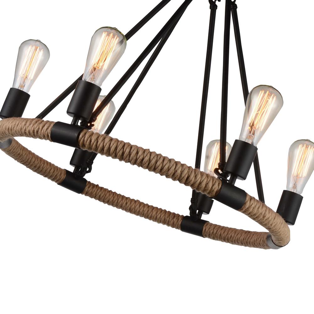Ganges 6 Light Up Chandelier With Black Finish. Picture 3