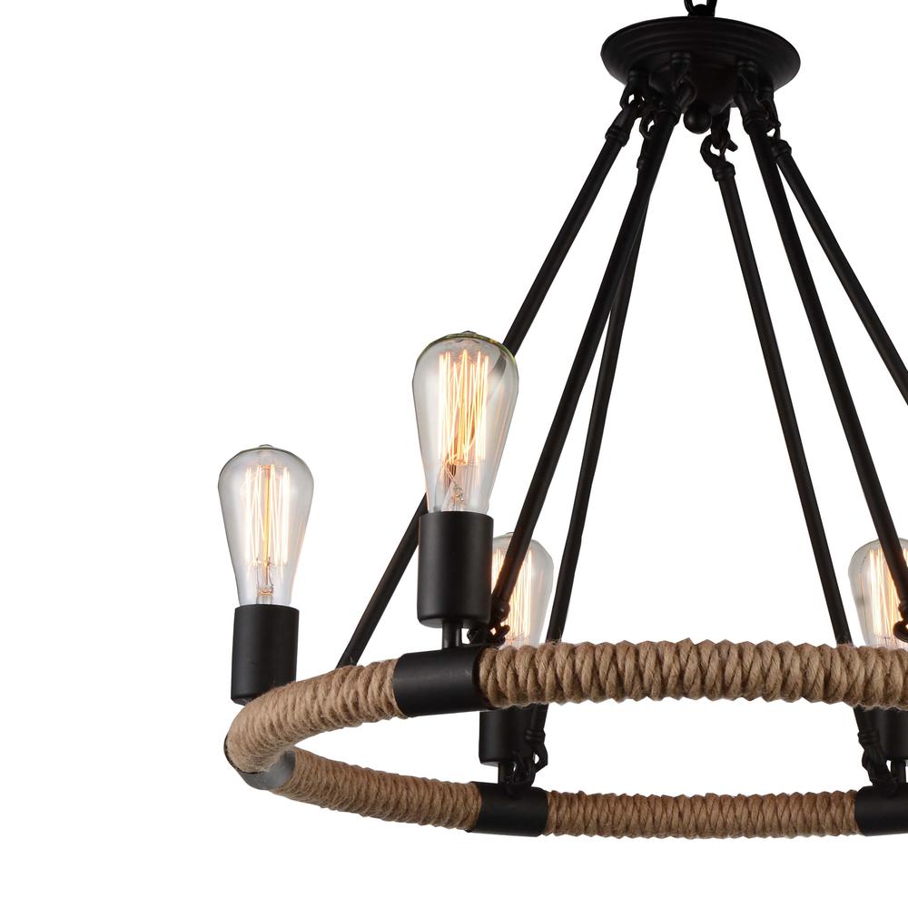Ganges 6 Light Up Chandelier With Black Finish. Picture 4