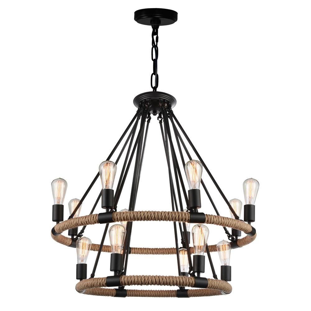Ganges 14 Light Up Chandelier With Black Finish. Picture 1