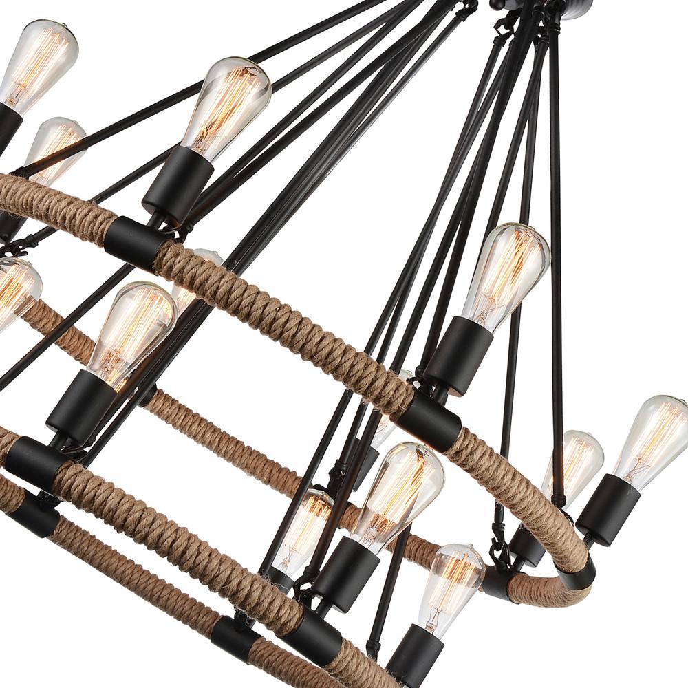 Ganges 14 Light Up Chandelier With Black Finish. Picture 3