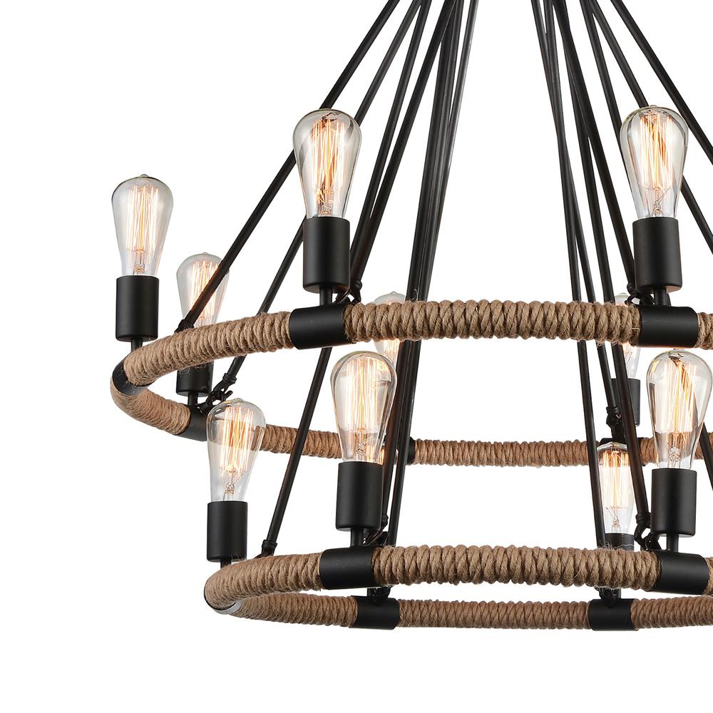 Ganges 14 Light Up Chandelier With Black Finish. Picture 4
