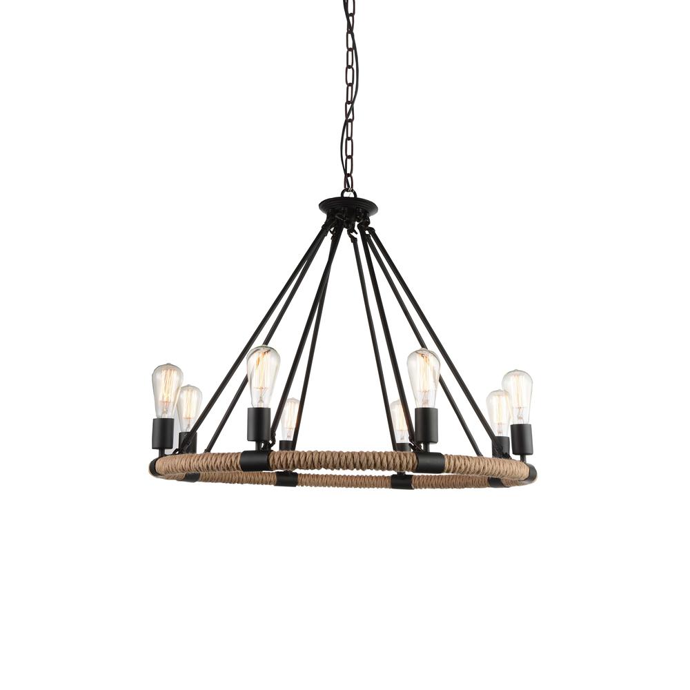 Ganges 8 Light Up Chandelier With Black Finish. Picture 1