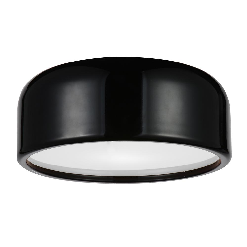 Campton 2 Light Drum Shade Flush Mount With Black Finish. Picture 5