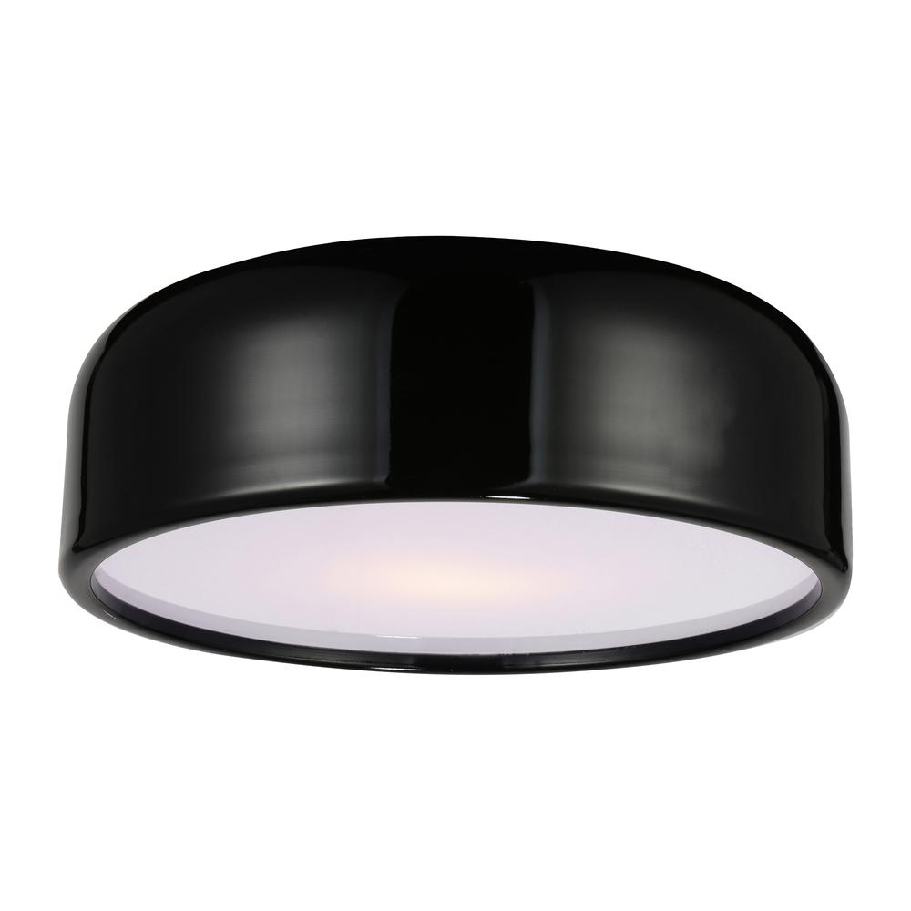 Campton 3 Light Drum Shade Flush Mount With Black Finish. Picture 1