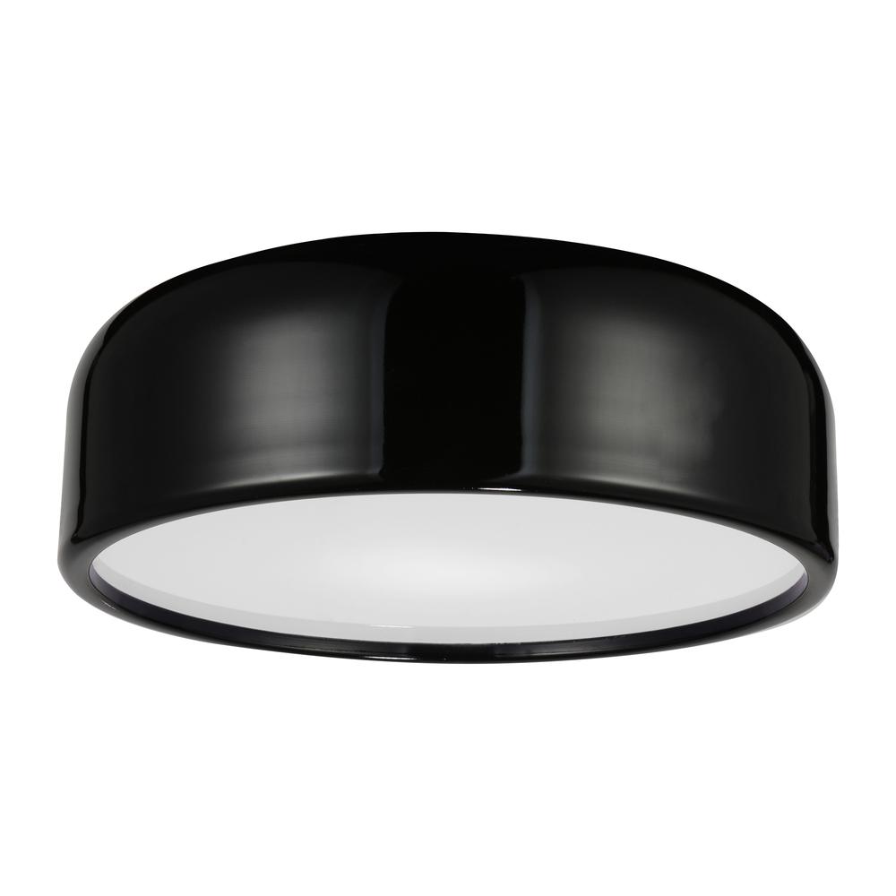 Campton 3 Light Drum Shade Flush Mount With Black Finish. Picture 3