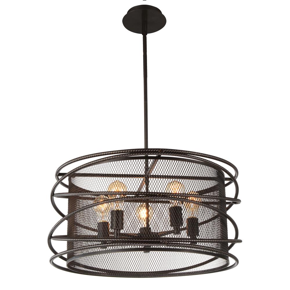 Darya 5 Light Up Pendant With Brown Finish. Picture 1