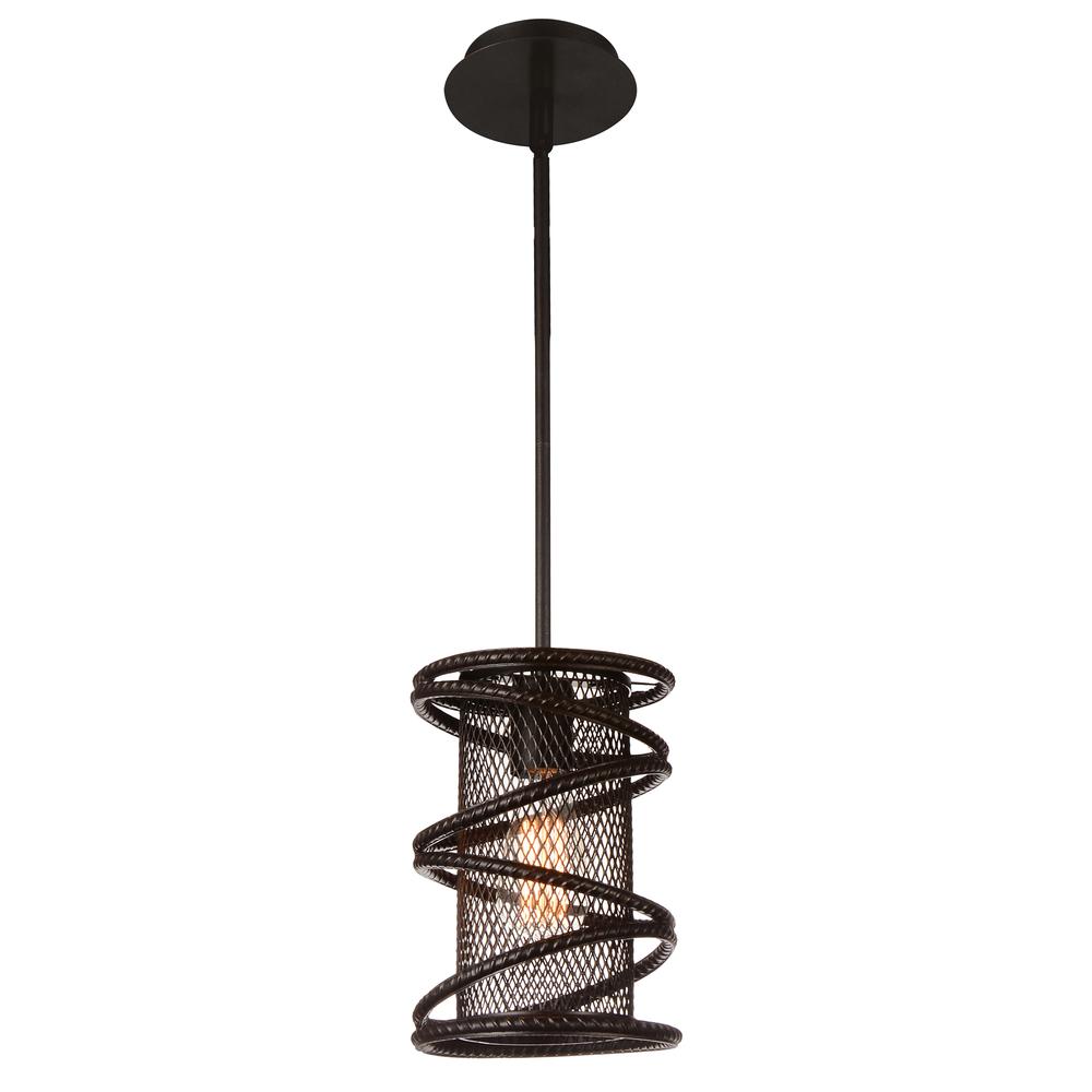 Darya 1 Light Down Mini Pendant With Brown Finish. Picture 1