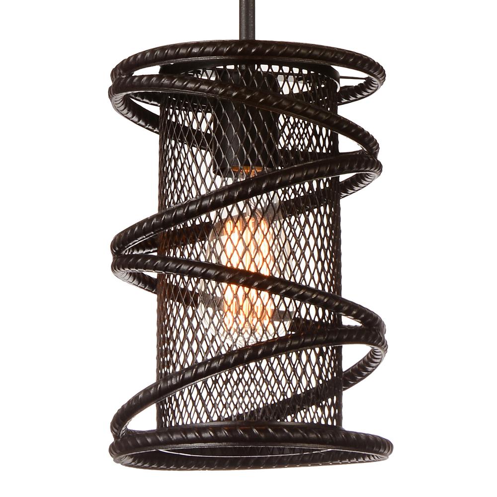 Darya 1 Light Down Mini Pendant With Brown Finish. Picture 2