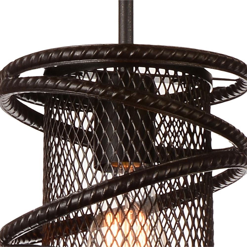 Darya 1 Light Down Mini Pendant With Brown Finish. Picture 4