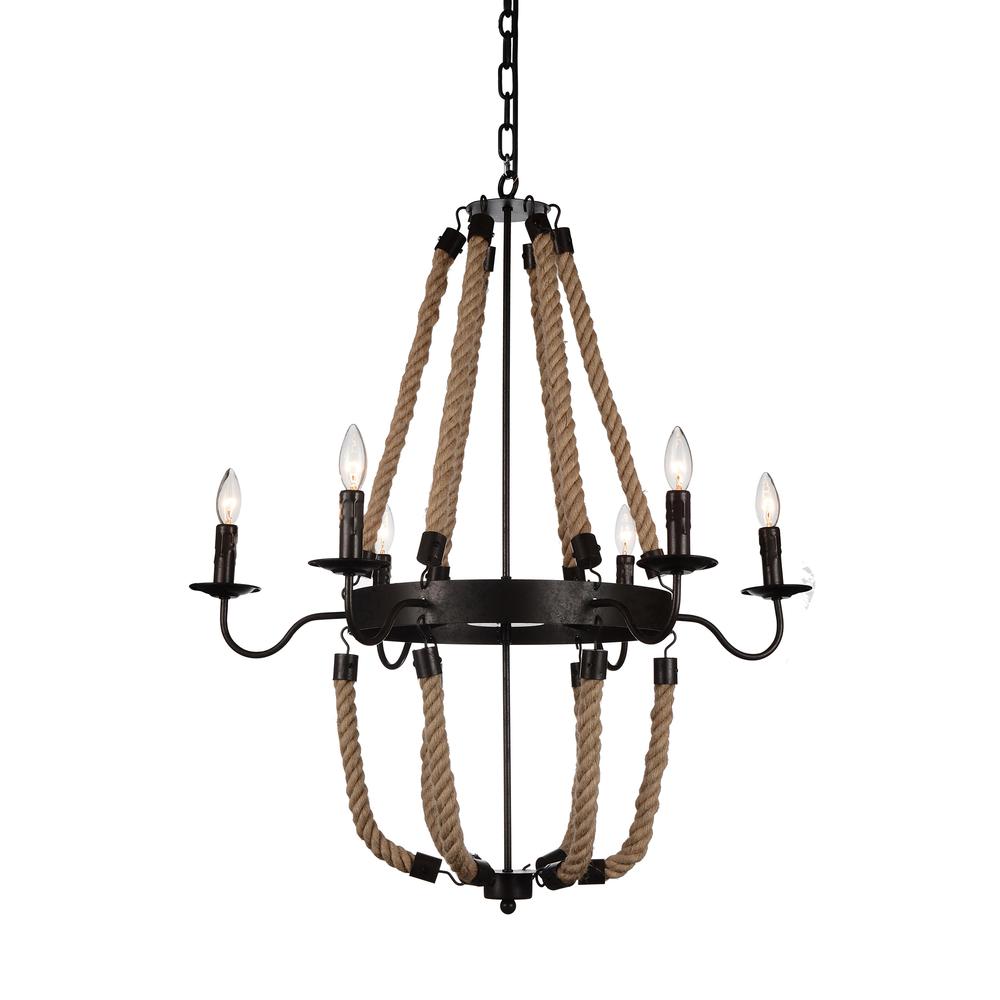 Dharla 6 Light Chandelier With Rust Finish. Picture 1