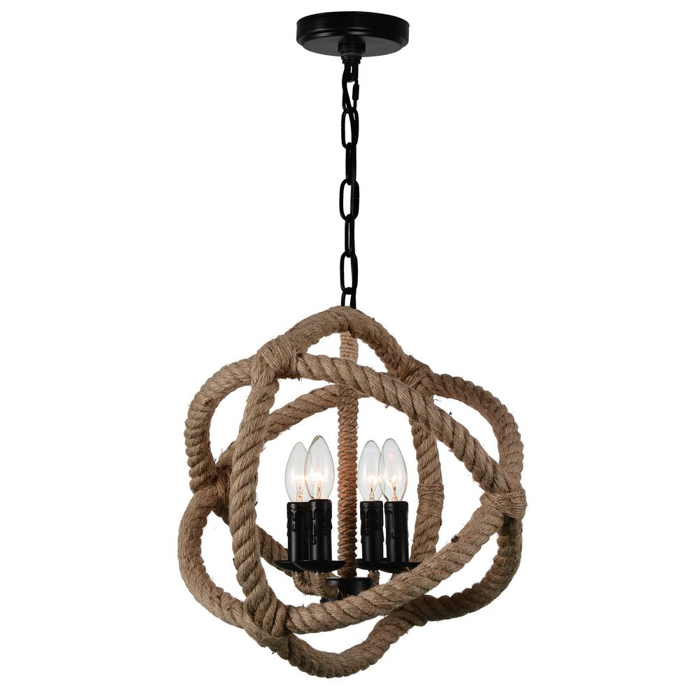 Padma 4 Light Up Chandelier With Black Finish. Picture 1
