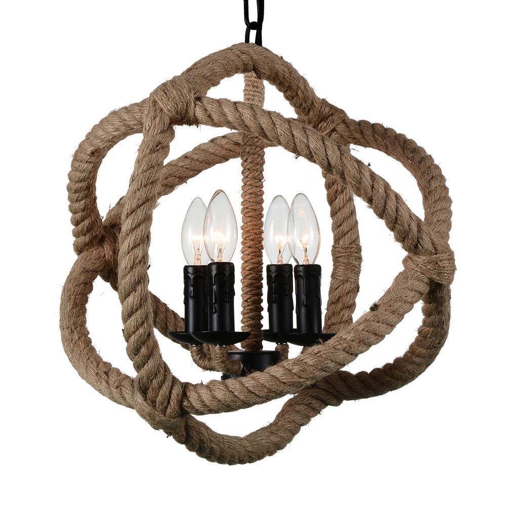 Padma 4 Light Up Chandelier With Black Finish. Picture 2