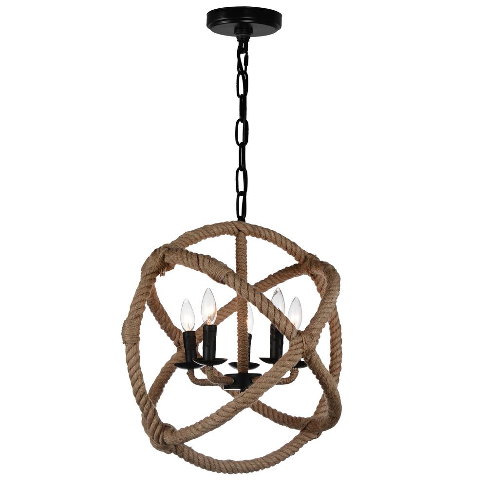 Padma 5 Light Up Chandelier With Black Finish. Picture 1