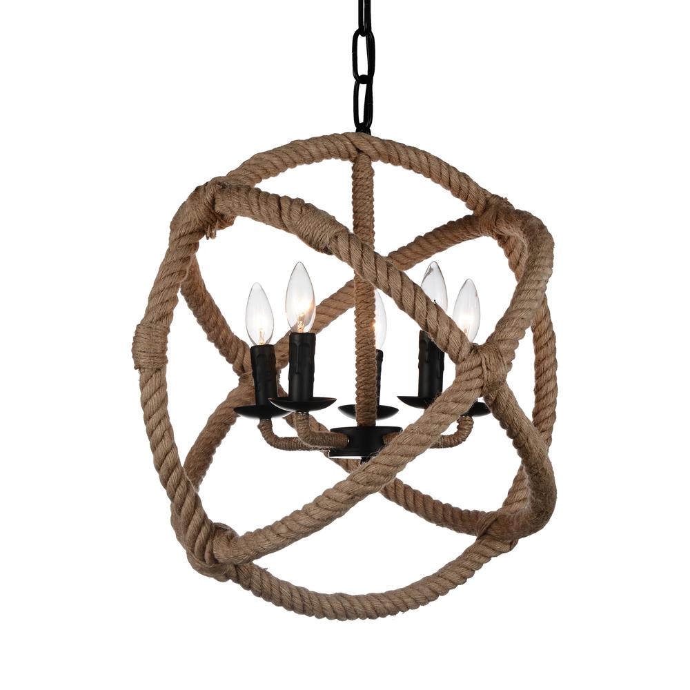 Padma 5 Light Up Chandelier With Black Finish. Picture 2